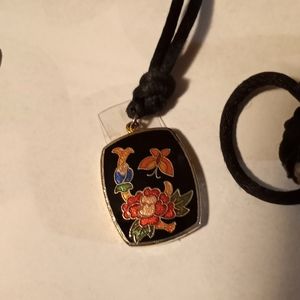 Vintage Cloisonne picture frame necklace